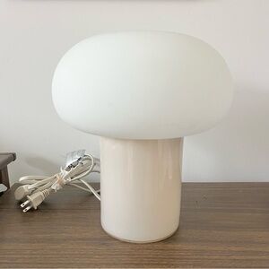 Ikea DEJSA Table Lamp Beige Opal Glass Mushroom 11x9.5 Modern 70s Handmade